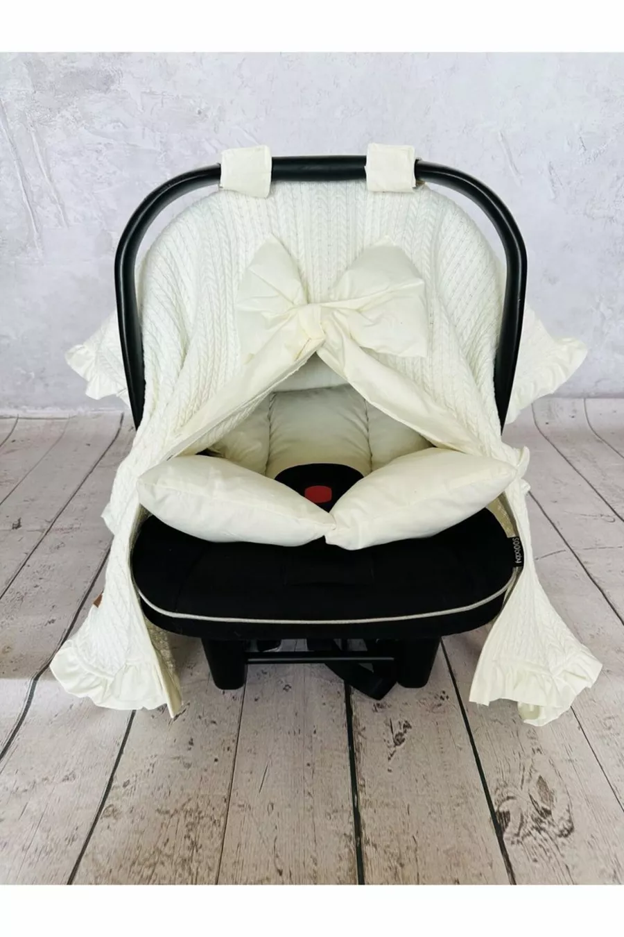 Couverture de poussette pour bébé à volants 2 pièces, Coussin de poussette avec soutien lombaire orthopédique