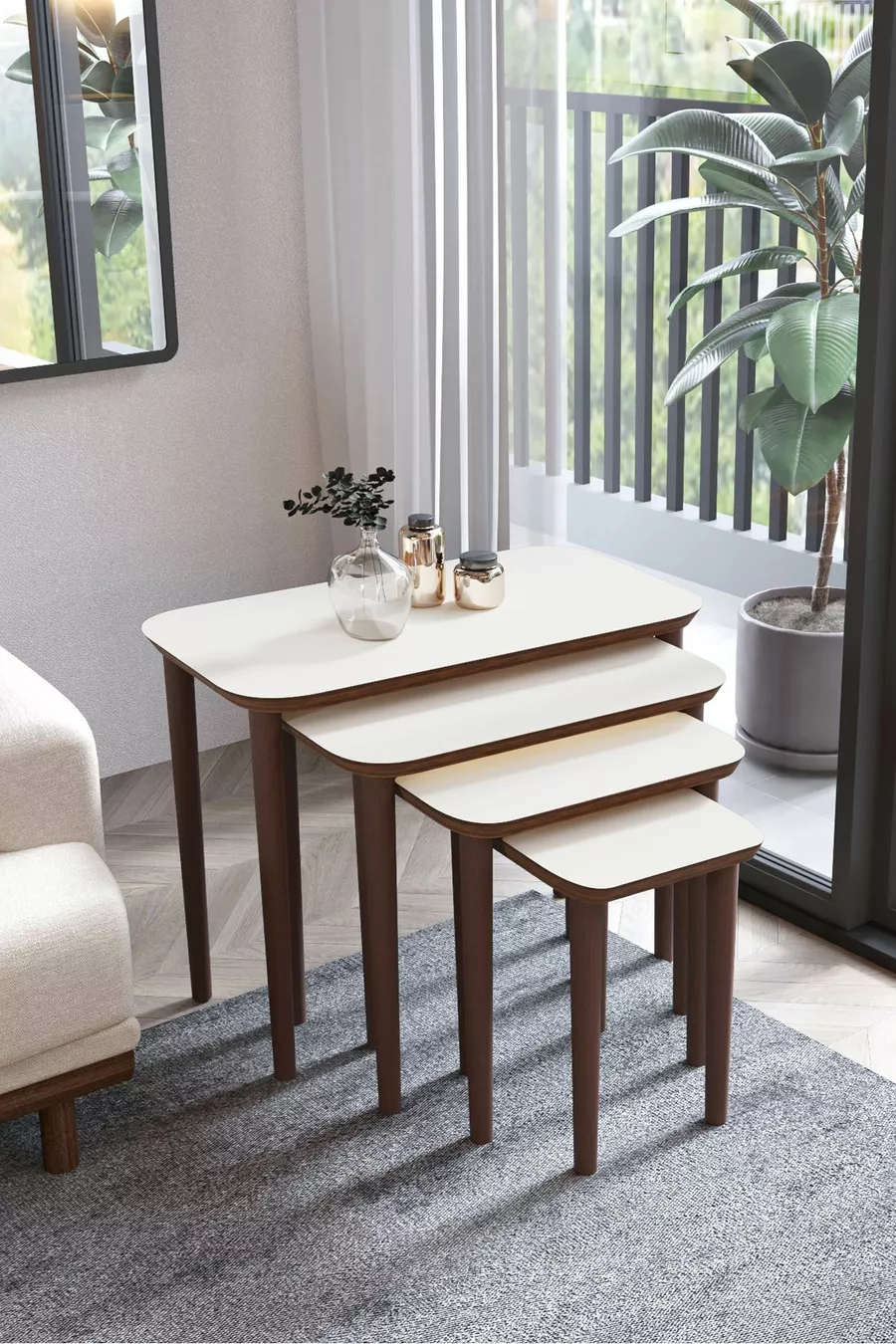 Table gigogne IKEA 4 pièces en MDF bois - CRÈME