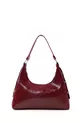 Sac à main et à épaule pour femme en cuir synthétique bordeaux à texture froissée, modèle , à un compartiment, forme baguette