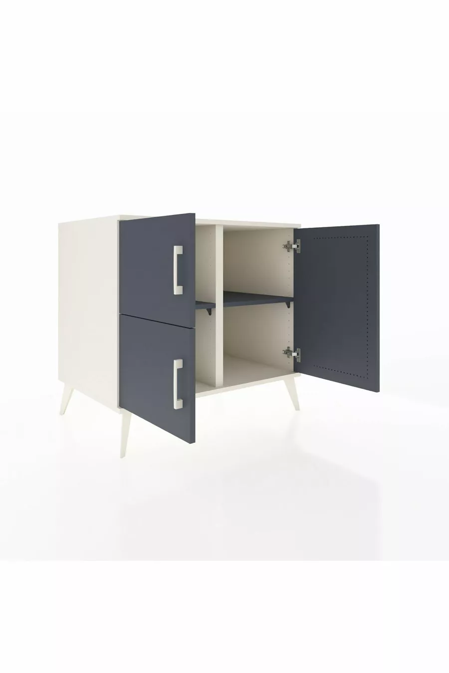 Commode Kronos 2 étagères 3 portes Pierre de lune-Anthracite