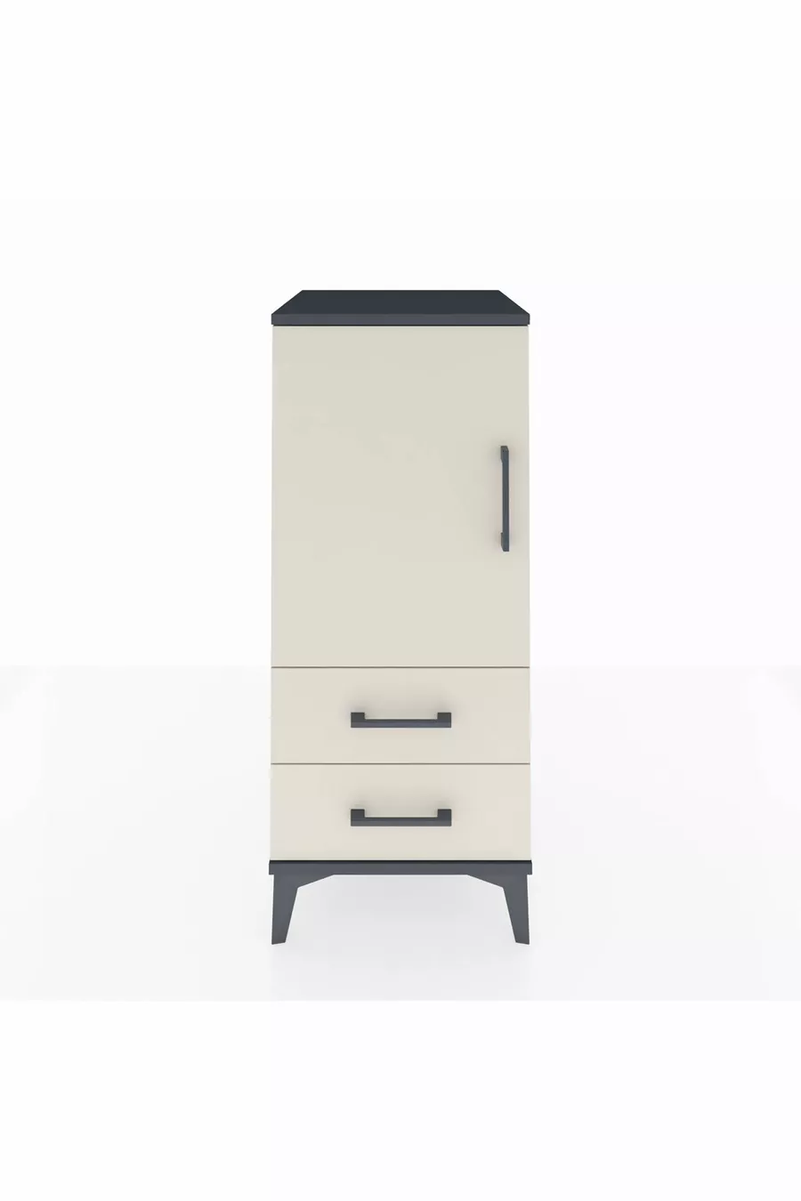 Commode Hyperion à 2 étagères, 2 tiroirs et 1 porte, Anthracite-Pierre de Lune