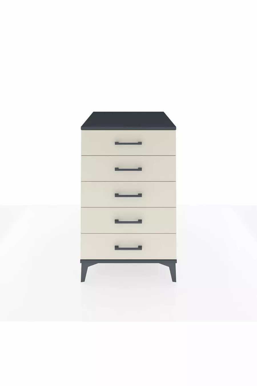 Table de chevet Kronos à 5 tiroirs Anthracite-Pierre de lune