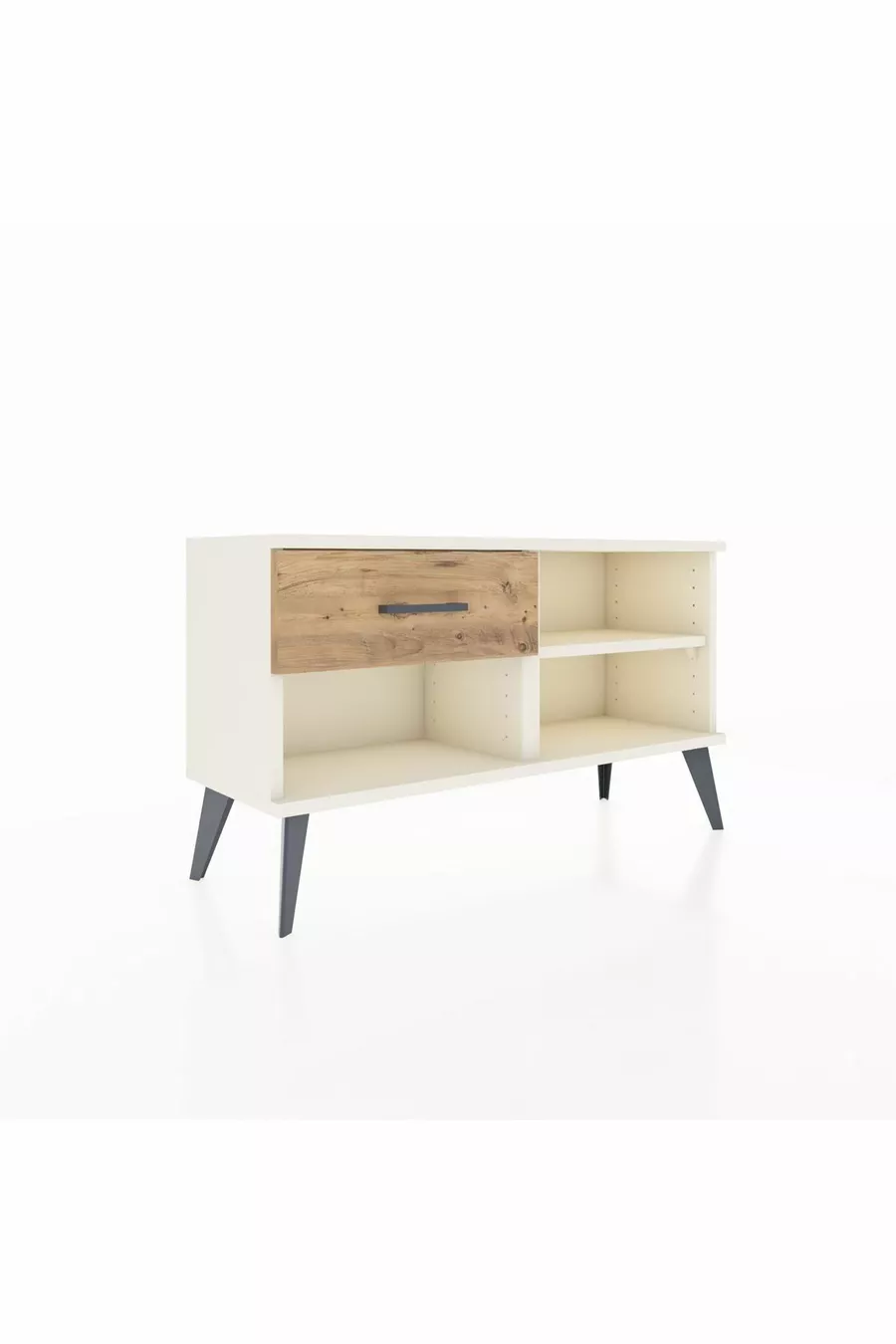 Commode Arges à une étagère et un tiroir, Pierre de lune-Pinie
