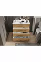 Commode à quatre tiroirs (BLANC BRILLANT + BOIS FONCÉ)