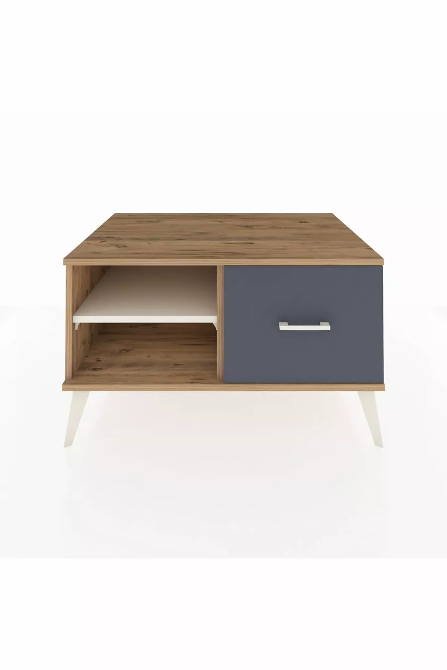 Commode Kronos à une étagère et un tiroir Pin-Pierre de Lune/Anthracite