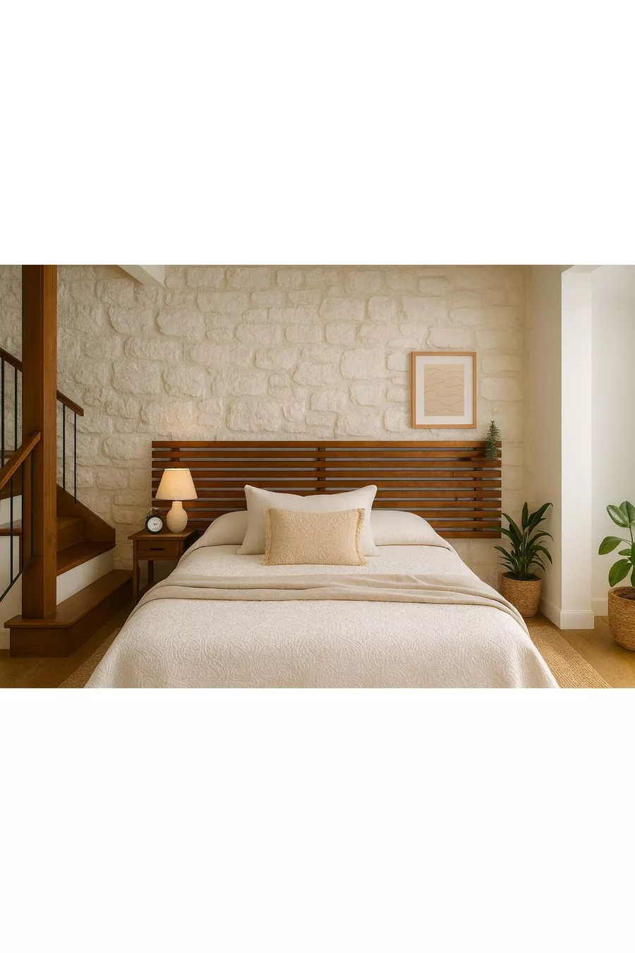 2 Têtes de lit en bois massif avec étagères, couleur noyer, cm X cm, couleur noyer massif