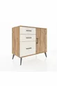 Commode Hyperion avec une étagère, 3 tiroirs et une porte, pin-pin / pierre de lune