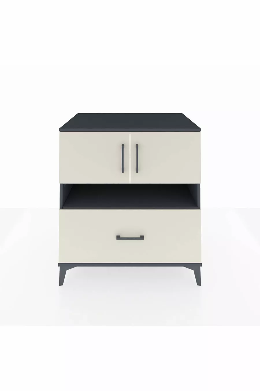 Commode Kronos avec 3 étagères, 1 tiroir et 2 portes, Anthracite-Pierre de lune