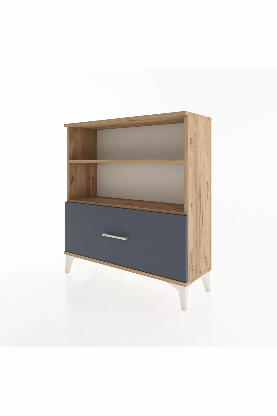 Commode Arges 2 étagères 1 tiroir Pin-Anthracite