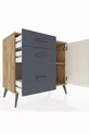 Commode Hyperion avec une seule étagère, 3 tiroirs et une porte, pin-gris/anthracite