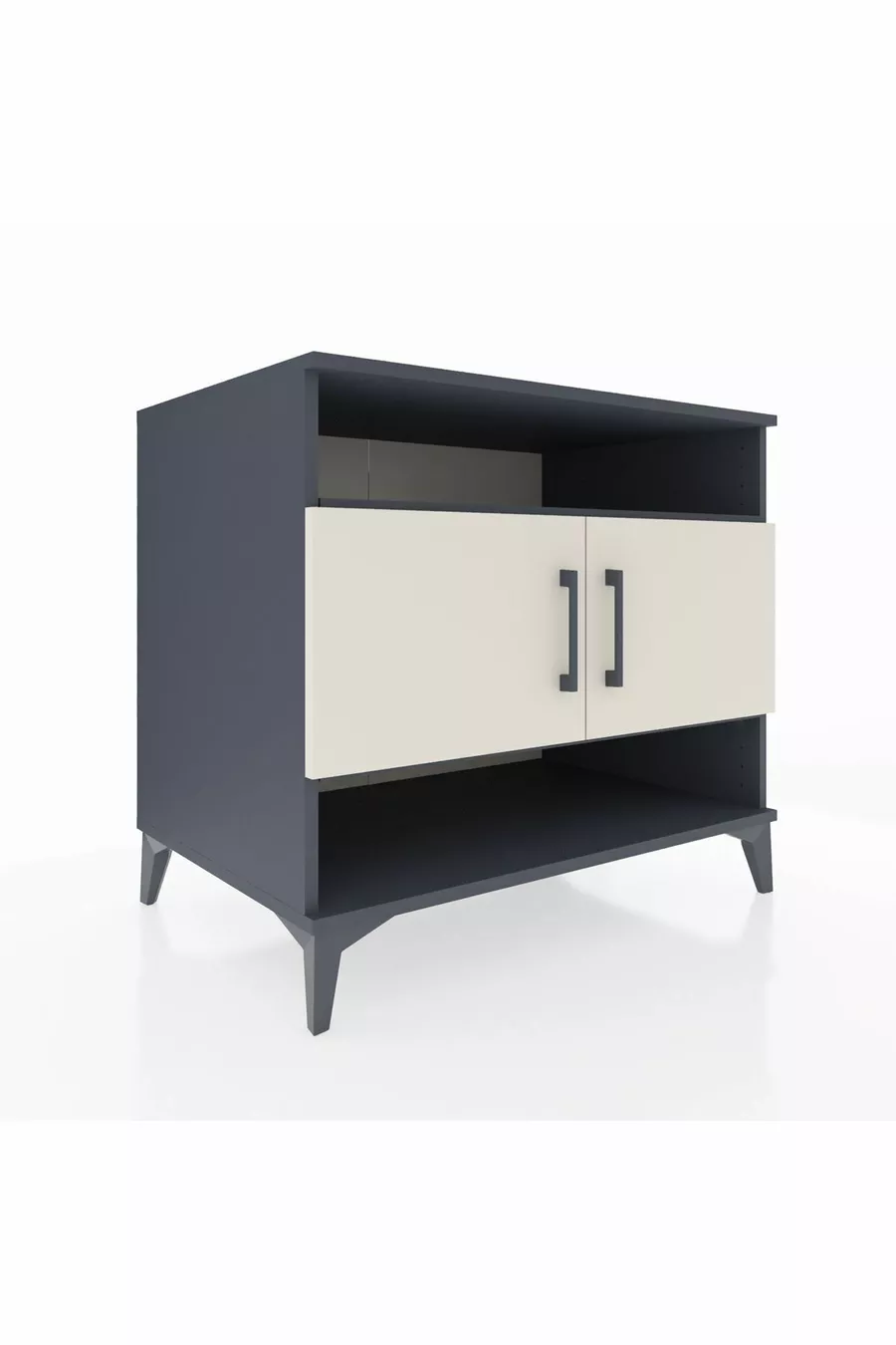 Commode Kronos 3 étagères 2 portes Anthracite-Pierre de lune