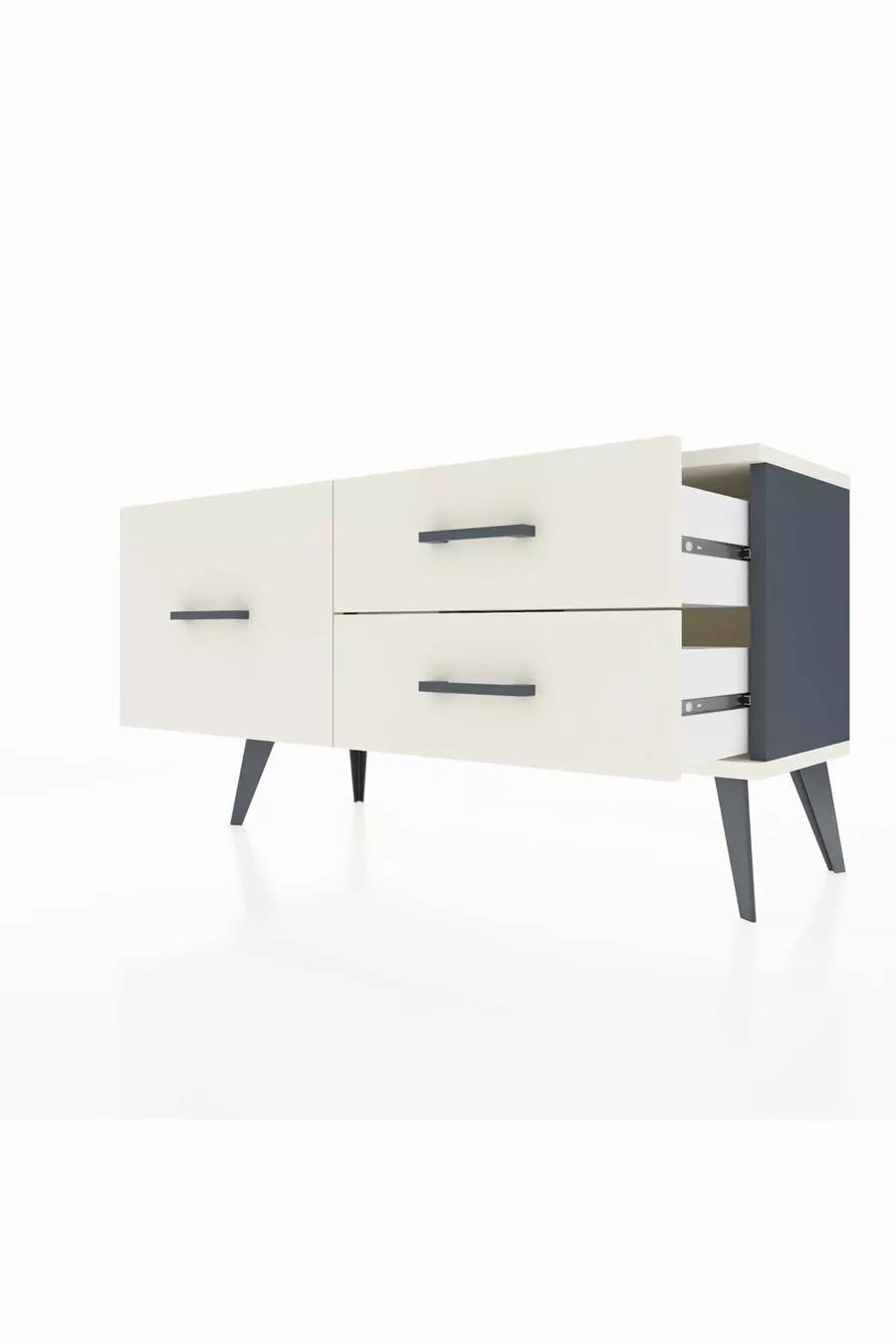 Commode Arges 3 tiroirs Anthracite-Pierres de lune