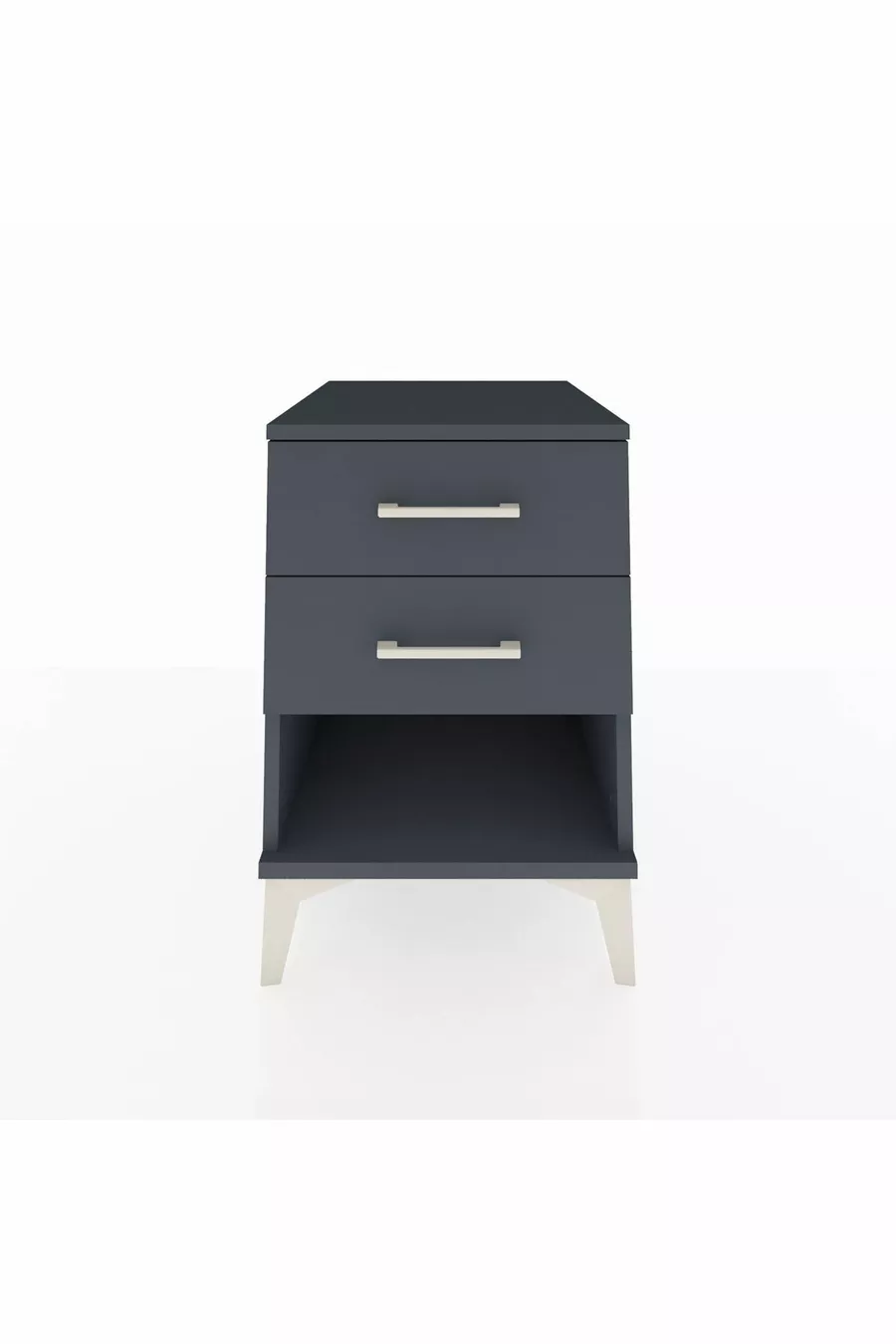 Table de chevet Kronos à 2 tiroirs Anthracite-Anthracite