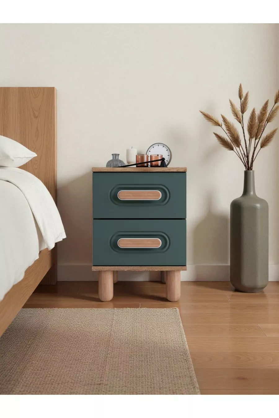 Table de chevet Perry 2 tiroirs en MDF