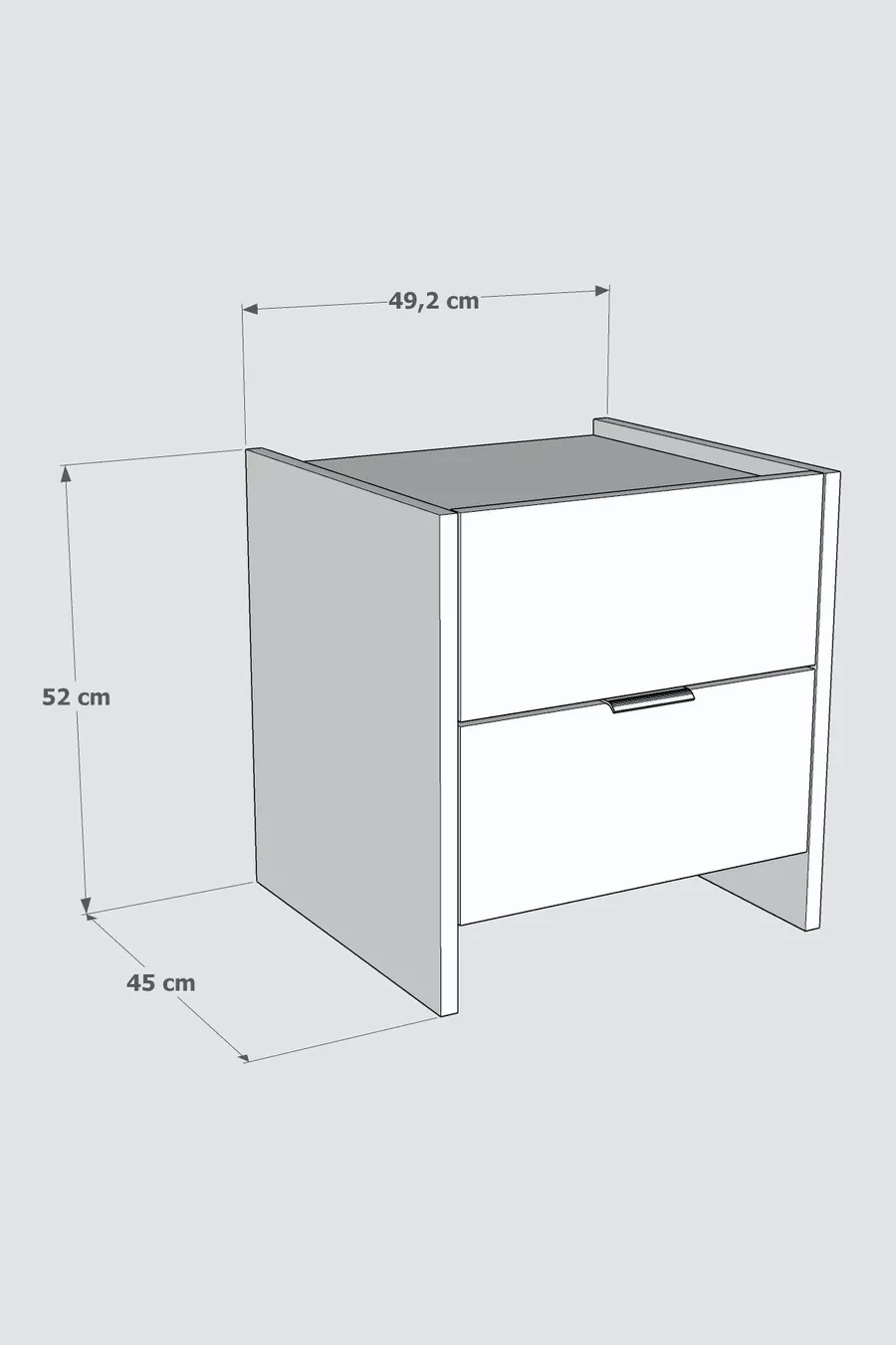 Table de chevet Sadem 2 tiroirs Pin Atlantique/Anthracite avec grand espace de rangement Design moderne (, cm)