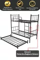 Lit superposé Tekno avec tiroirs, compatible pour 3 personnes, métal noir