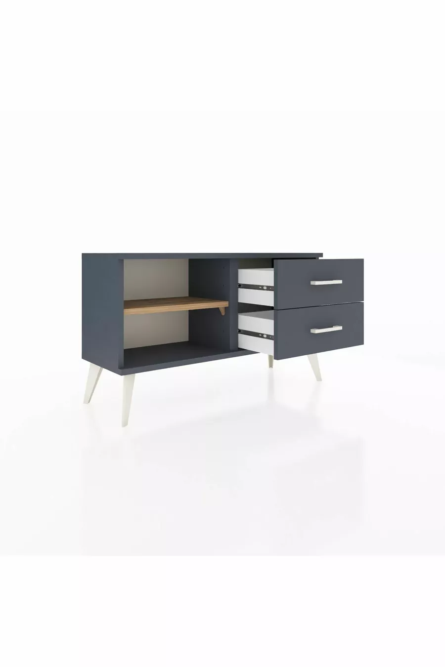 Commode Arges à une étagère et 2 tiroirs Anthracite-Sapin/Anthracite