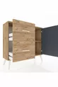 Commode Arges avec une étagère, 2 tiroirs et une porte, pin-anthracite/pin