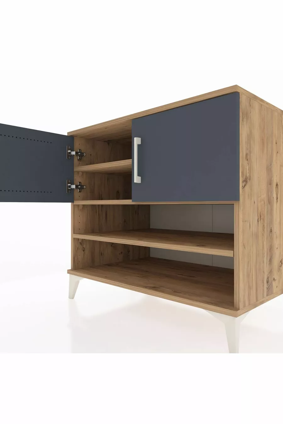 Commode Kronos 3 étagères 2 portes Pin-Anthracite