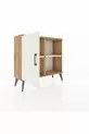 Commode Arges à 2 étagères avec 1 porte en pin et marbre bleu
