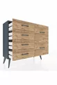 Commode Arges 6 tiroirs Anthracite-Anthracite/Sapin