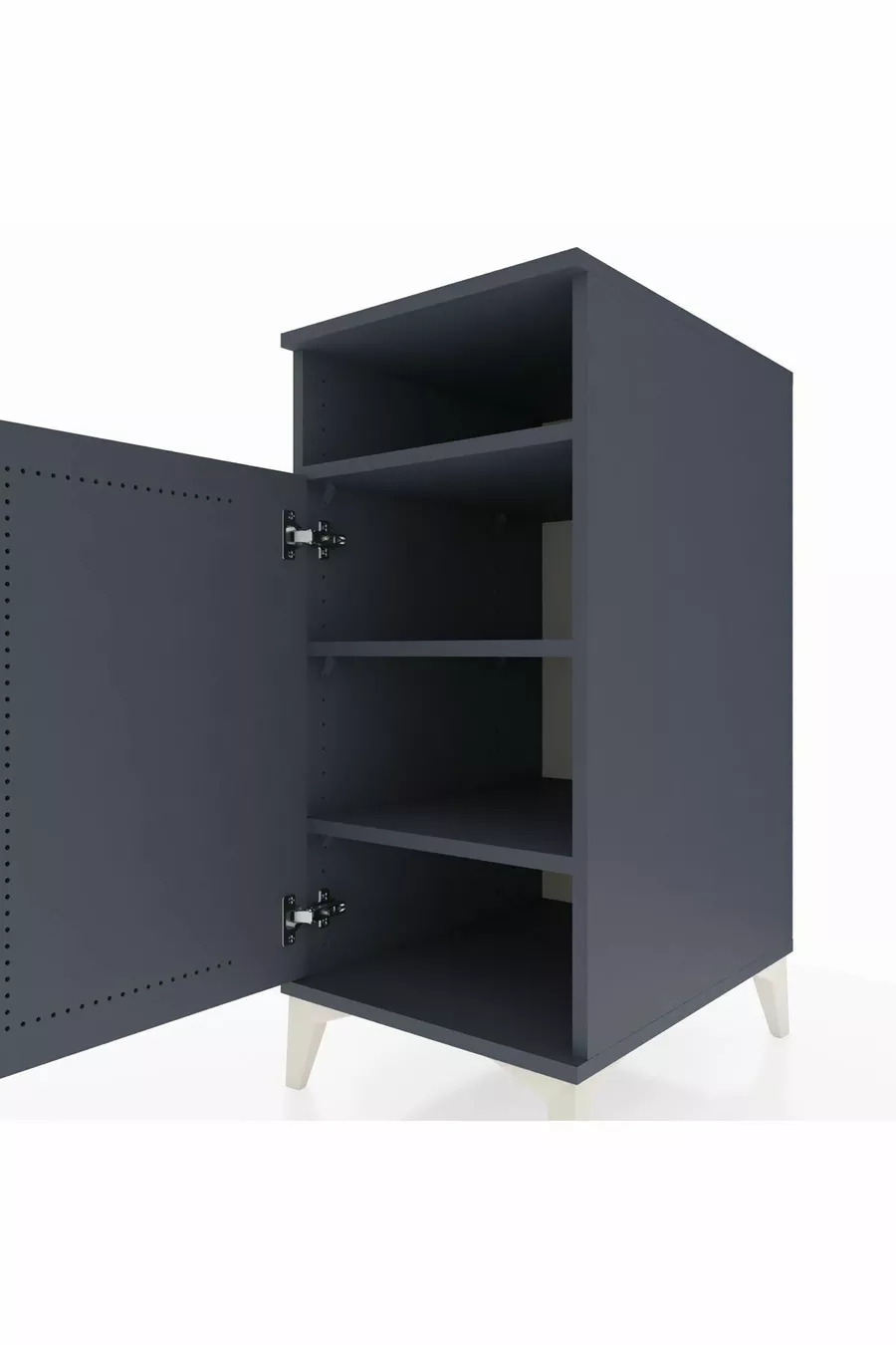 Table de chevet Kronos à 3 étagères avec 1 porte Anthracite-Anthracite