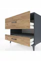 Commode Kronos à une étagère et deux tiroirs Anthracite-Pin