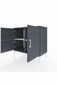 Commode Hyperion 2 étagères 3 portes Anthracite-Anthracite/Marbre