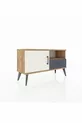Commode Arges avec 2 étagères, 1 tiroir et 1 porte, en pin-pierre d'âme / anthracite