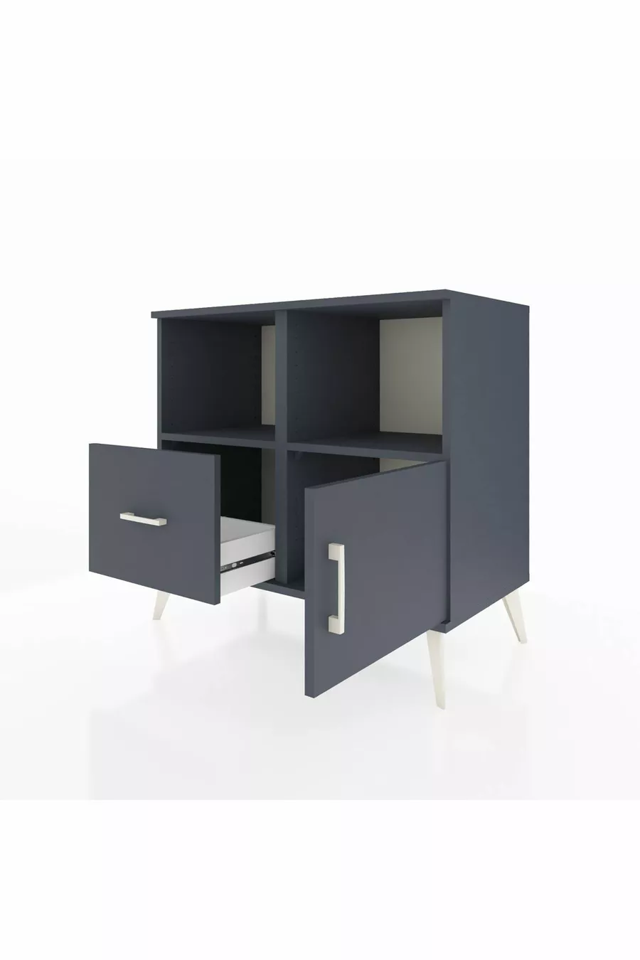 Commode Hyperion 2 étagères, 1 tiroir, 1 porte, Anthracite-Anthracite