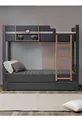 Lit superposé, lit superposé modulable pour enfants, anthracite - noyer + 2 matelas Comfort
