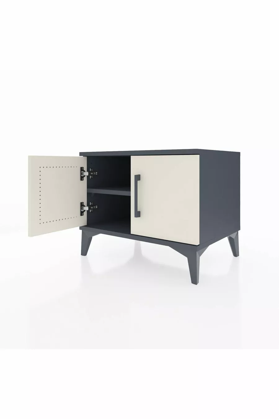 Table de chevet Hyperion à une étagère et deux portes Anthracite-Pierre de lune