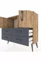 Commode Arges 2 étagères, 4 tiroirs, 2 portes, Pin/Anthracite