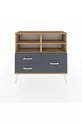 Commode Arges 4 étagères 3 tiroirs Pin-Pin/Anthracite