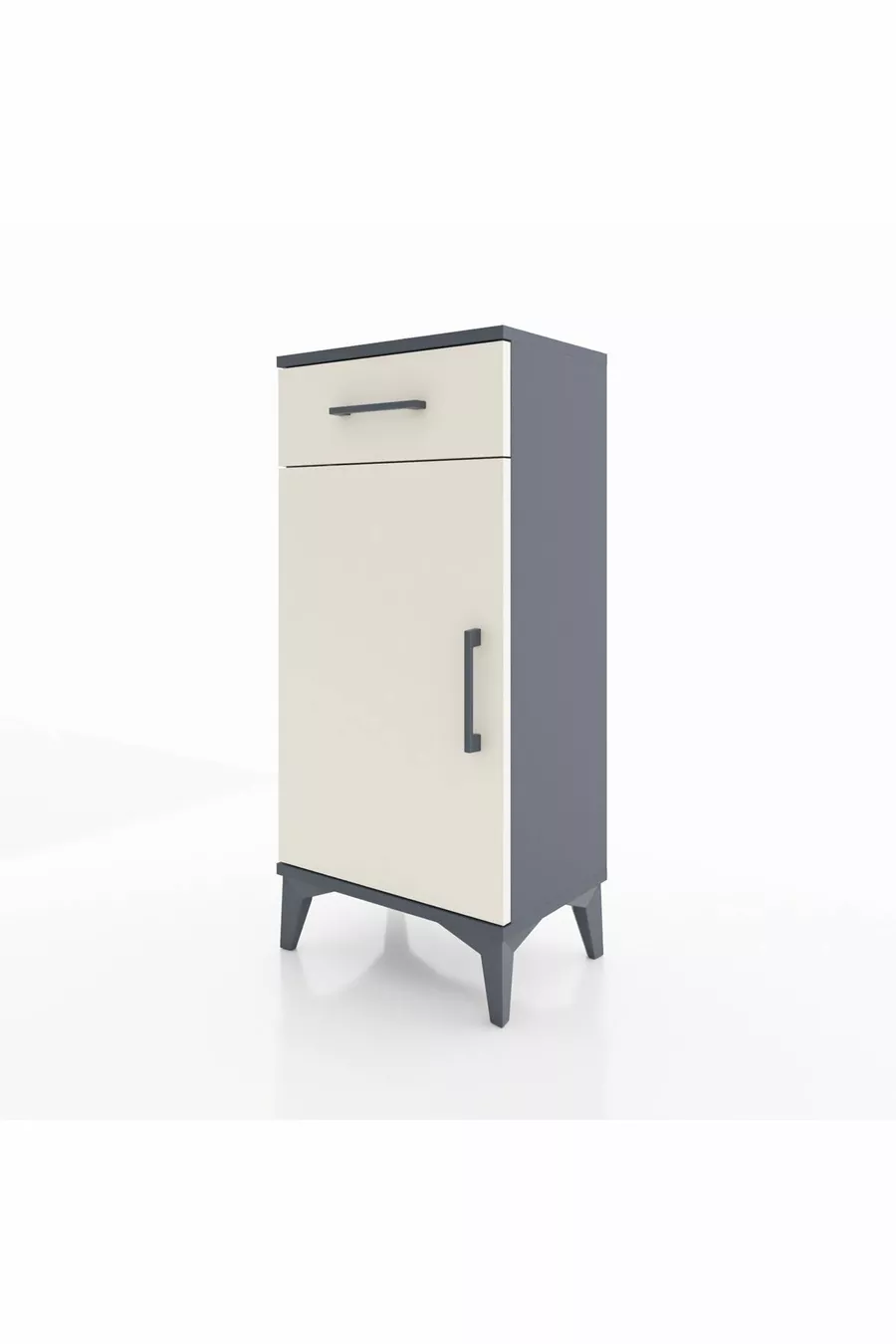 Table de chevet Arges avec 2 étagères, 1 tiroir et 1 porte, anthracite-gris pierre