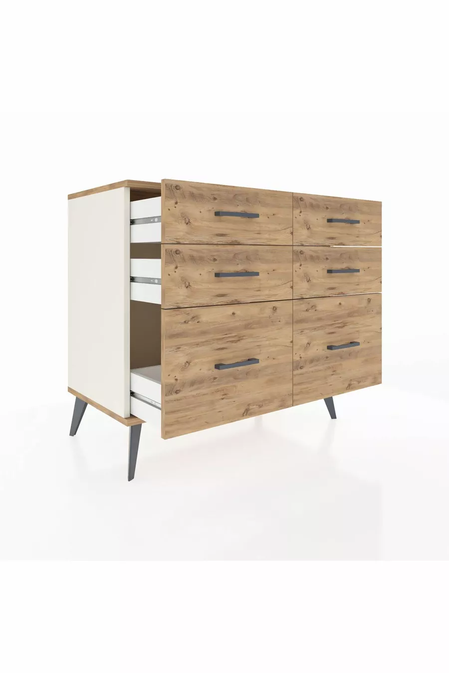 Commode Hyperion 6 tiroirs Pierre de lune-Sapin