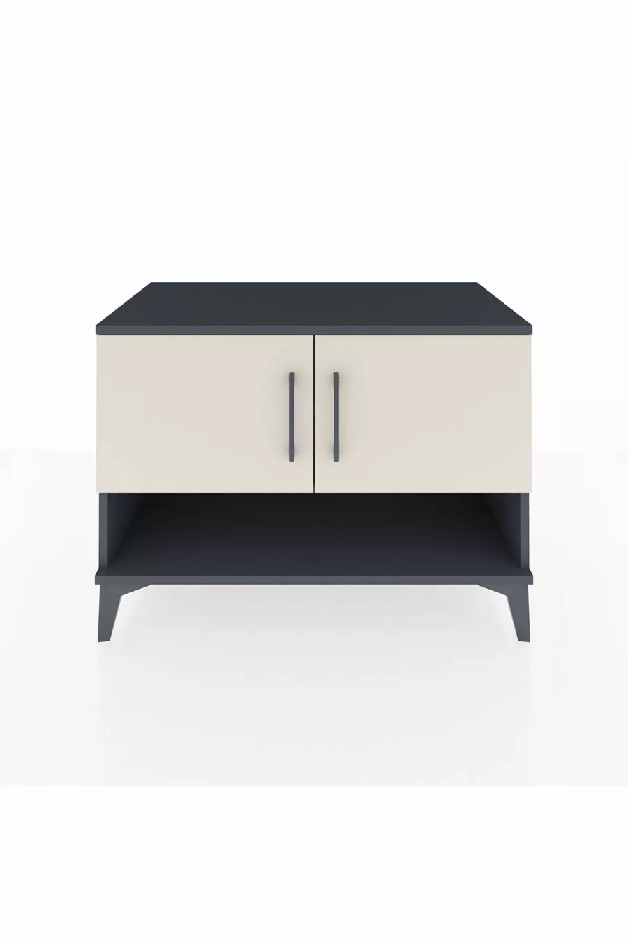 Commode Hyperion 2 étagères 2 portes Anthracite-Pierre de lave