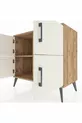 Commode Hyperion 2 étagères 4 portes Pin-Ambre/Pin