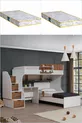 Lits superposés Aura Ranza avec bureau et 2 matelas Comfort
