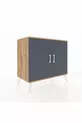 Commode Hyperion 2 étagères 2 portes Pin-Anthracite/Pierre de lune
