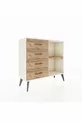 Commode Arges à une étagère et 4 tiroirs en pierre d'onyx et pin