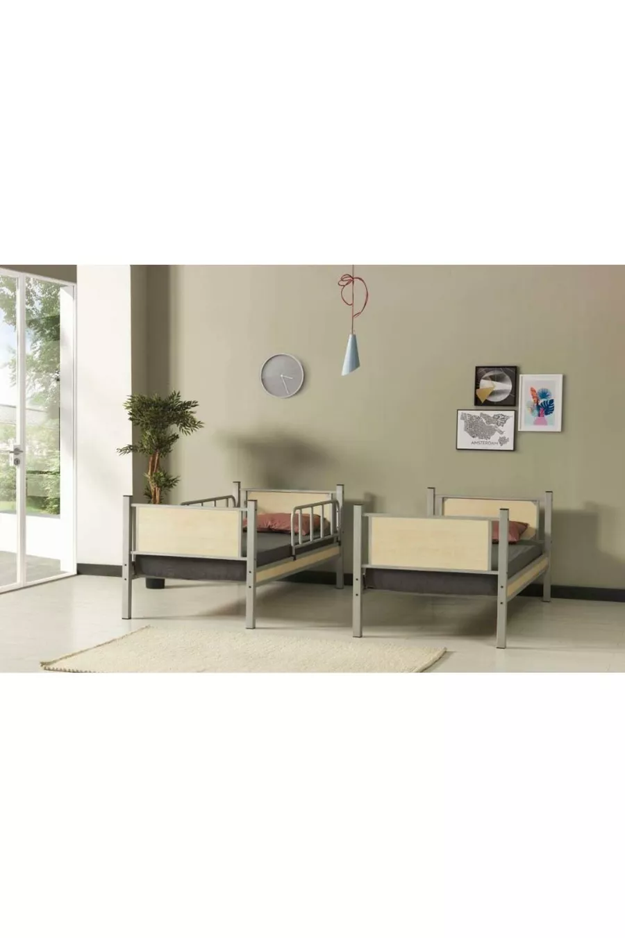 Lits superposés en bois pour dortoir