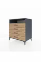 Commode Kronos à une étagère et 4 tiroirs Anthracite-Bois de pin