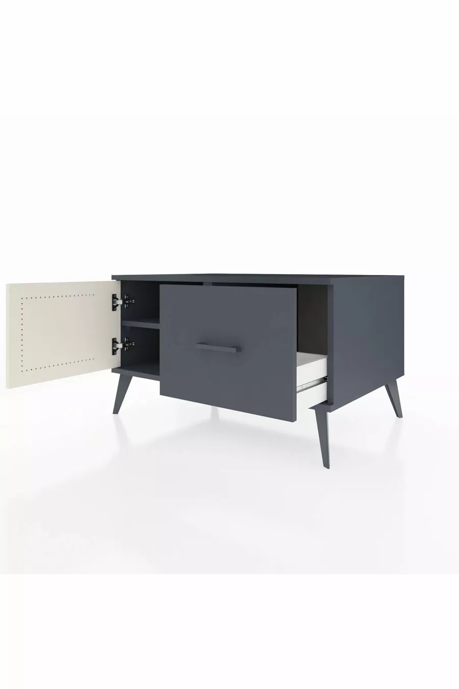 Commode Kronos avec une étagère, un tiroir et une porte, Anthracite-Pierre de lune/Anthracite