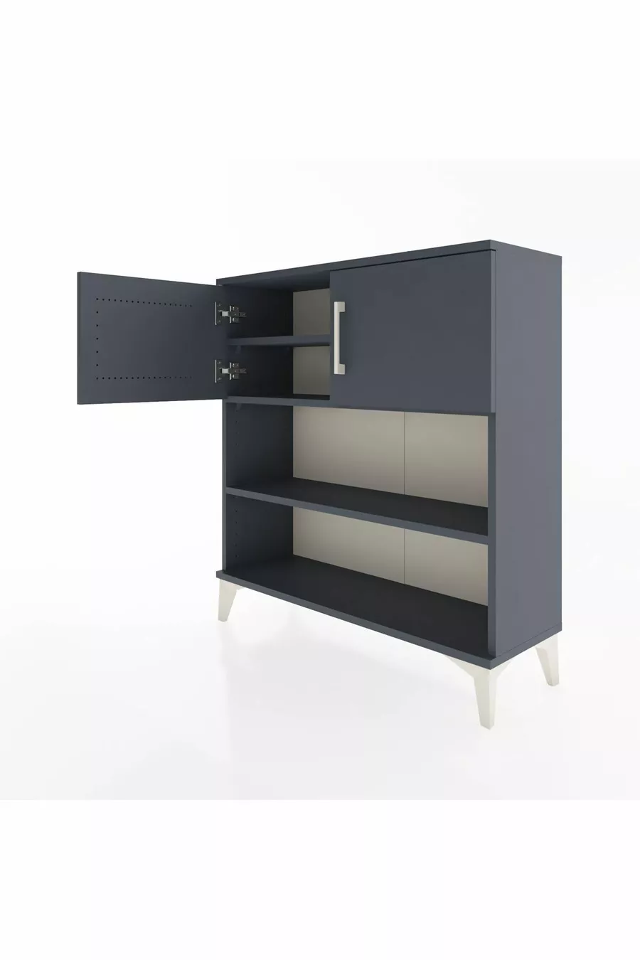 Commode Arges 3 étagères 2 portes Anthracite-Anthracite