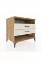 Commode Kronos à une étagère et 2 tiroirs en pin et pierre de lave
