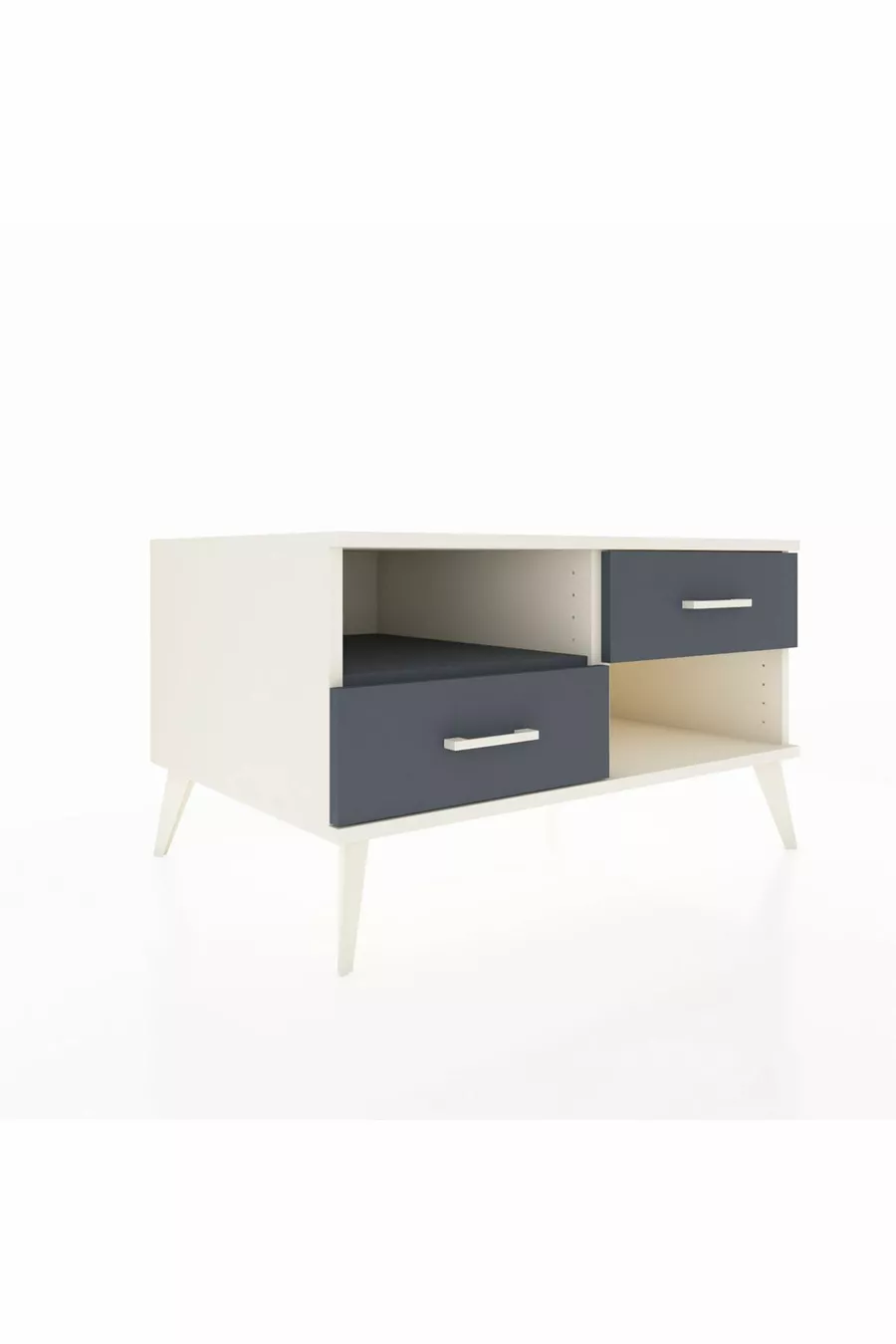 Commode Kronos à une étagère et 2 tiroirs, Pierre de lune-Anthracite