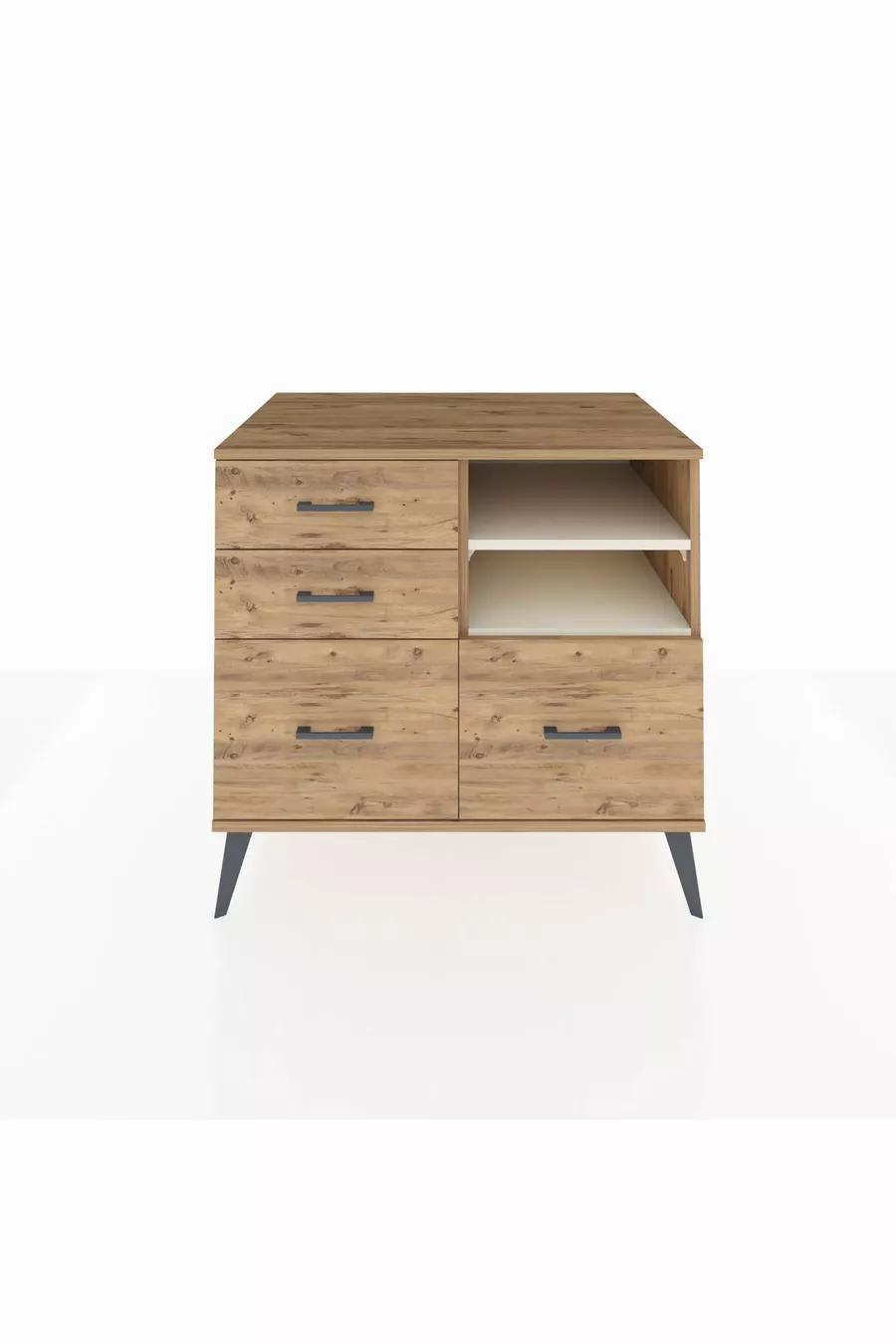 Commode Kronos 2 étagères 4 tiroirs Pin-Ayaşaï/Pin