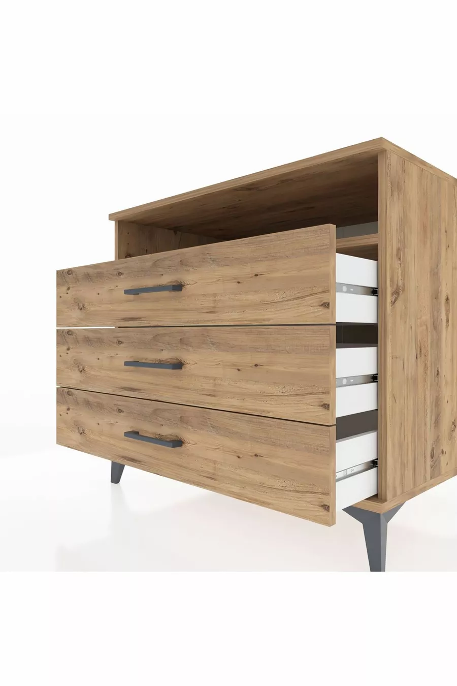 Commode Kronos à une étagère et 3 tiroirs en pin-pin