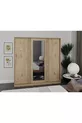 Armoire à vêtements avec miroir coulissant à 3 portes Samira - MDF chêne intégral
